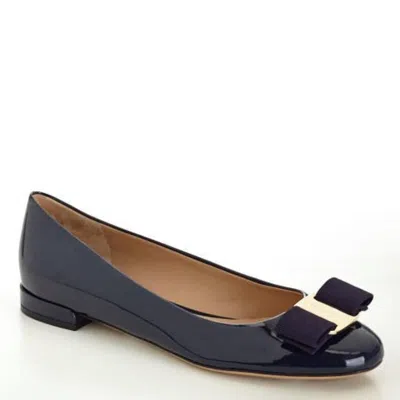 Ferragamo Varina Leather Ballet Flats In Blue