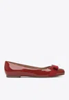 Ferragamo Varina Flat Ballerina Shoes In Red