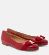 Ferragamo Varina Patent Leather Bow Ballerina Flats In Red
