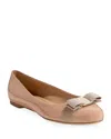Ferragamo Varina Patent Leather Bow Ballerina Flats In Amaretti