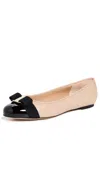 Ferragamo Varina Bow-embellished Quilted Smooth And Patent-leather Ballet Flats In Nero