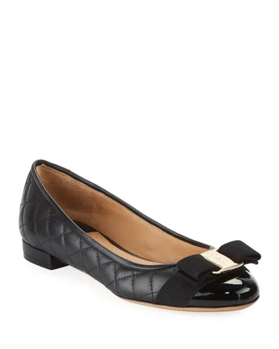Ferragamo Women Vara Quilted Leather Ballet Flats In Black