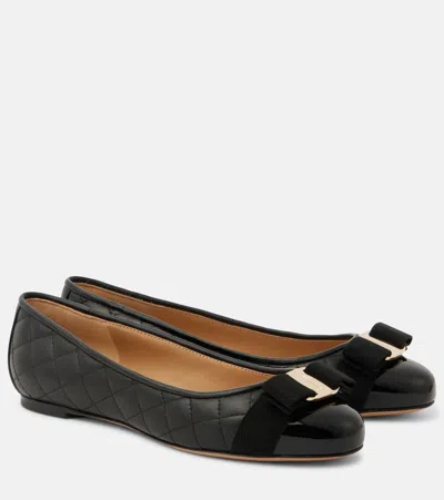 Ferragamo Women Vara Quilted Leather Ballet Flats In Black