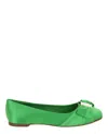 Ferragamo Varina Satin Flat In Green