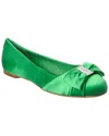 Ferragamo Varina Satin Flat In Green