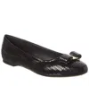 Ferragamo Varina Sequin Suede Flat In Black