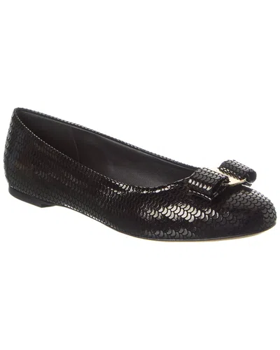 Ferragamo Varina Suede Flat In Black