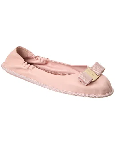 Ferragamo Varina Voy Leather Ballet Flat In Pink