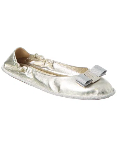 Ferragamo Varina Voy Leather Flat In Metallic
