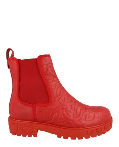 Ferragamo Varsi Chelsea Boots In Red