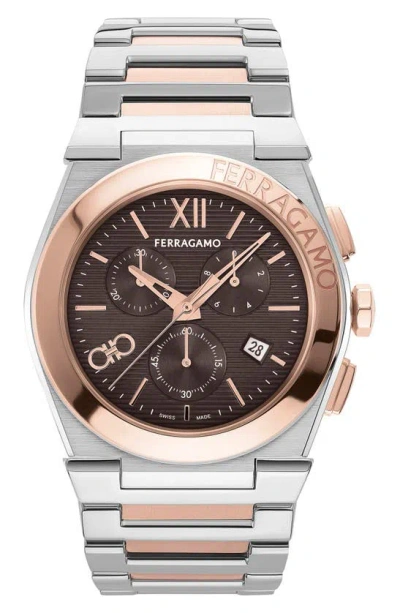 Ferragamo Vega Chronograph, 42mm In Two Tone