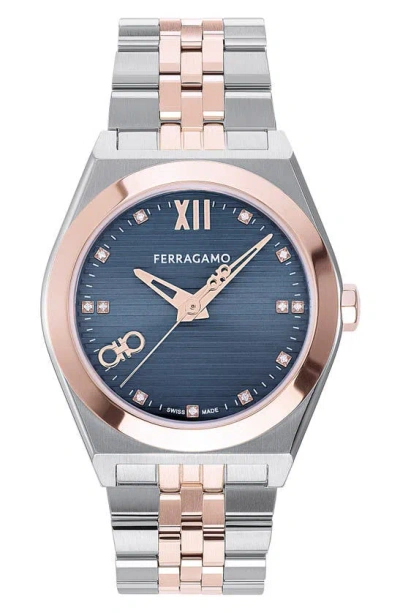 Ferragamo Vega New Diamond Watch In Metallic