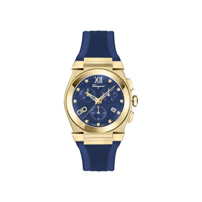 Pre-owned Ferragamo Vega Chrono Silicone Watch 'gold' | Men's Size Onesize