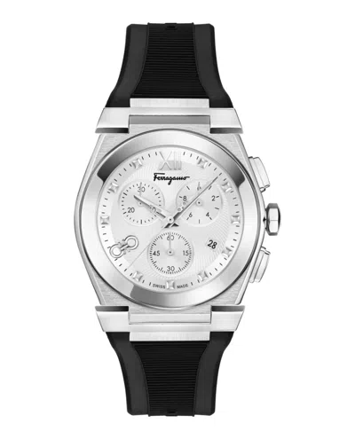Ferragamo Vega Chrono Silicone Watch In Metallic