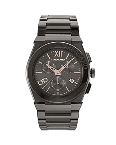 Ferragamo Men's Vega Chrono Ip Gunmetal Bracelet Watch, 42mm In Gray