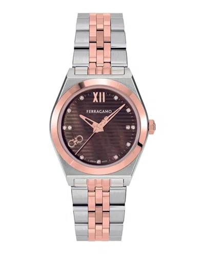 Ferragamo Vega New Diamond Watch In Metallic