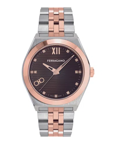 Ferragamo Vega New Diamond Watch In Metallic