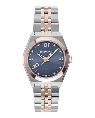 Ferragamo Vega New Diamond Watch In Metallic