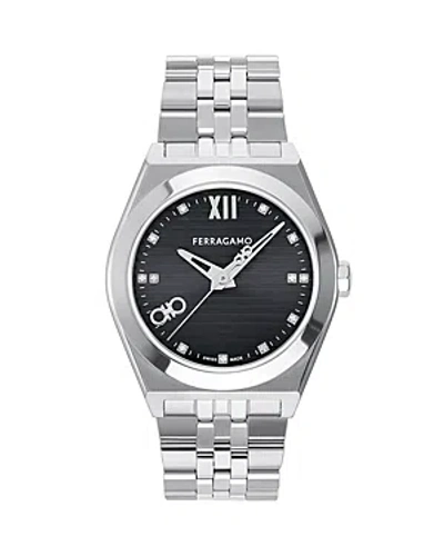 Ferragamo Vega New Diamond Bracelet Watch, 40mm In Black/silver