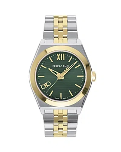 Ferragamo Men's Vega New Stainless Steel Bracelet Watch/40mm In Green/two-tone