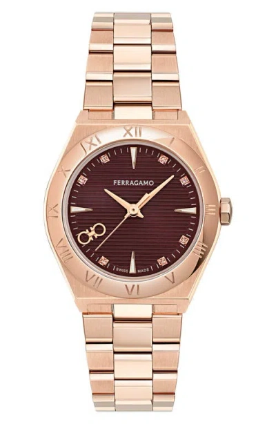 Ferragamo Vega Upper East Diamond Watch In Gold