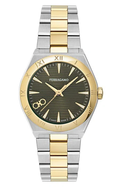 Ferragamo Women's Swiss Vega Upper East Two-tone Stainless Steel Bracelet Watch 28mm In Two Tone