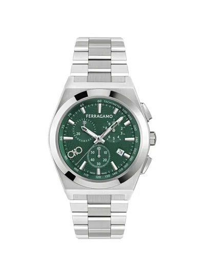 Ferragamo Vega Upper East Chrono 40mm Watch In Metallic