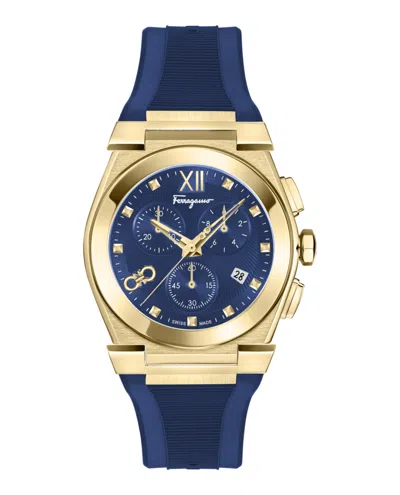 Ferragamo Vega Upper East Chrono Bracelet Watch In Blue