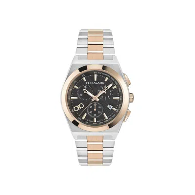 Pre-owned Ferragamo Vega Upper East Chrono Bracelet Watch 'two-tone' | Gold | Men's Size Onesize