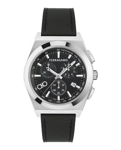 Ferragamo Vega Upper East Chrono Leather Watch In Multi