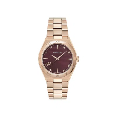 Pre-owned Ferragamo Vega Upper East Diamond Watch 'rose Gold' | Men's Size Onesize