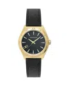 Ferragamo Vega Upper East Leather Watch In Black