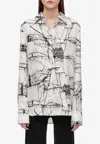Ferragamo Silk Shirt In Monochrome