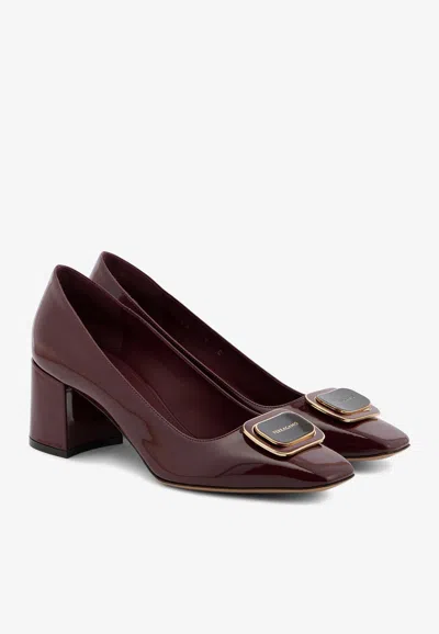 FERRAGAMO VELLA 60 VARA PLATE LEATHER PUMPS