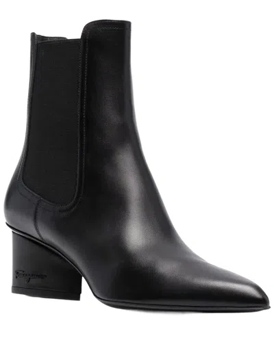 Ferragamo Velta Leather Bootie In Black
