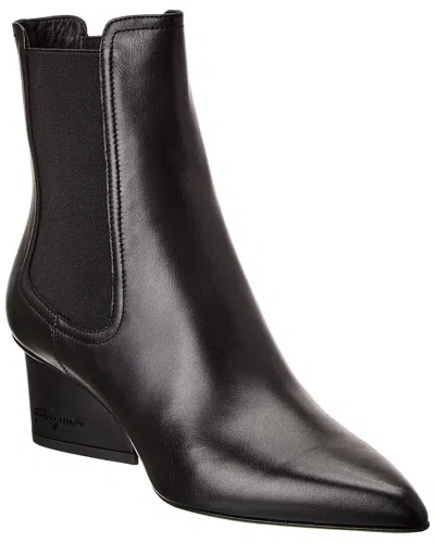 Ferragamo Velta Leather Bootie In Black