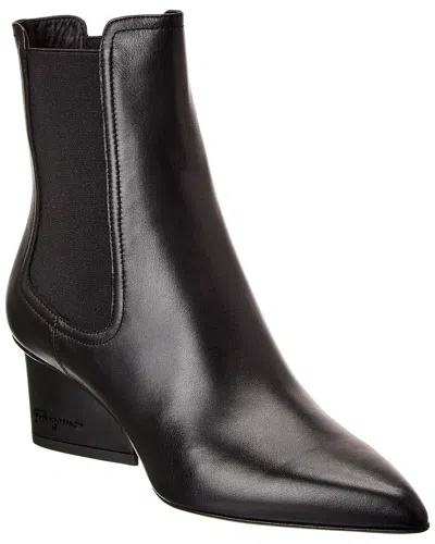 FERRAGAMO FERRAGAMO VELTA LEATHER BOOTIE