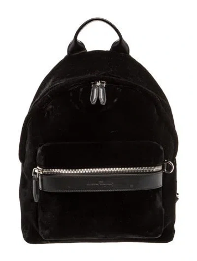 Pre-owned Ferragamo Velvet Backpack In Black