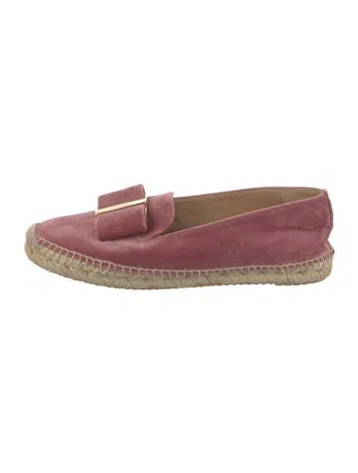 Pre-owned Ferragamo Velvet Bow Accents Espadrilles In Pink