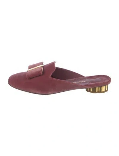Pre-owned Ferragamo Velvet Bow Accents Mules In Pink