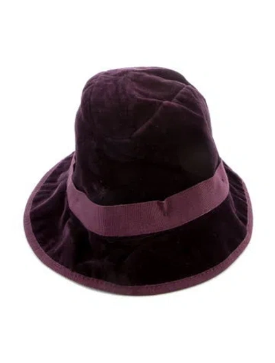 Pre-owned Ferragamo Velvet Bucket Hat In Purple