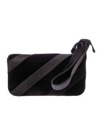Pre-owned Ferragamo Velvet Clutch In Black