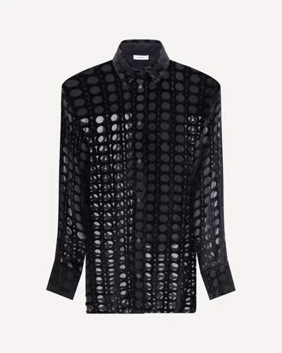 Ferragamo Velvet Devoré Shirt In Black