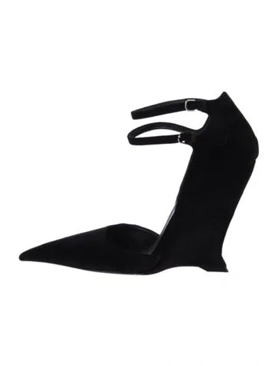 Pre-owned Ferragamo Velvet D'orsay Pumps In Black