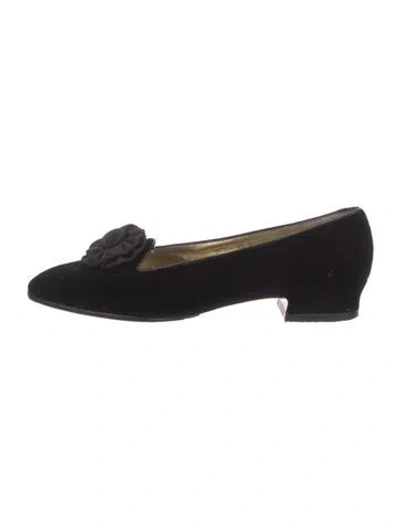 Pre-owned Ferragamo Velvet Flats In Black