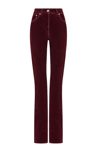 Ferragamo Velvet Jeans In Burgundy