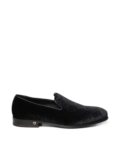 Ferragamo Velvet Loafers In Black