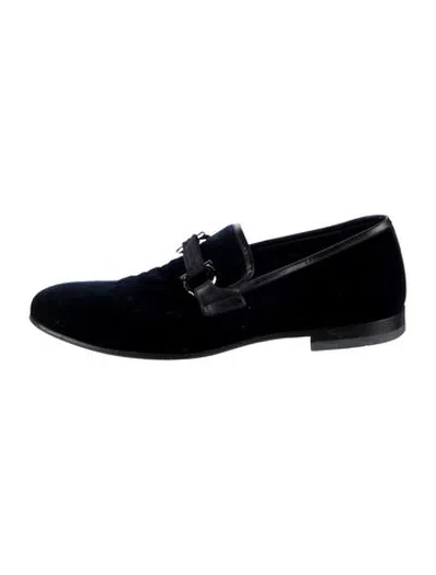 Pre-owned Ferragamo Velvet Loafers In Black