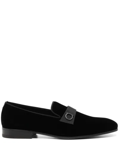 Ferragamo Velvet Loafers In Black