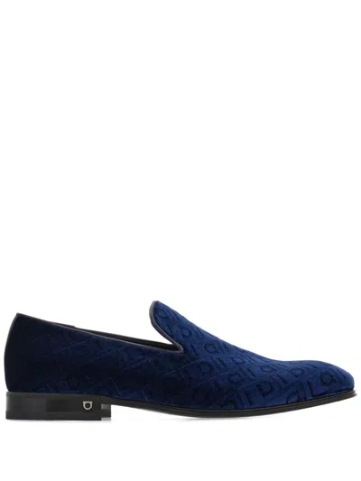 Ferragamo Velvet Loafers In Navy 17